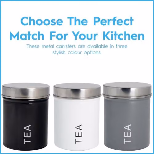 Harbour Housewares Metal Tea Storage Canister with Airtight Lid, Grey – 4