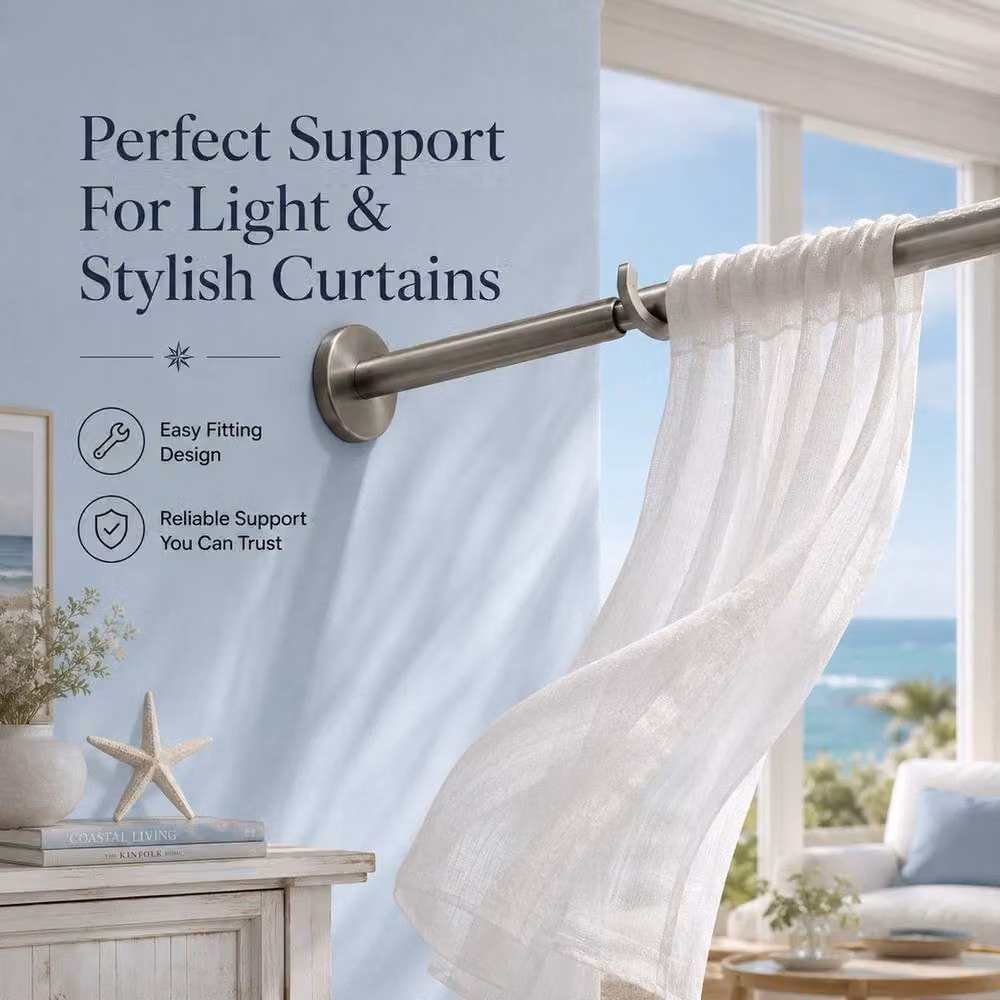 Hinsinc 2-Piece Silver Wall Mounted Curtain Pole Brackets for 28mm Rods – 3