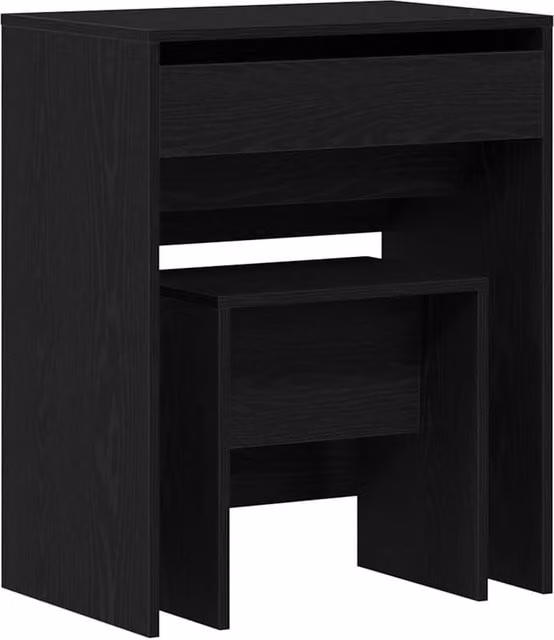 Berkfield Home Black Oak Dressing Table with Mirror in Matt Engineered Wood