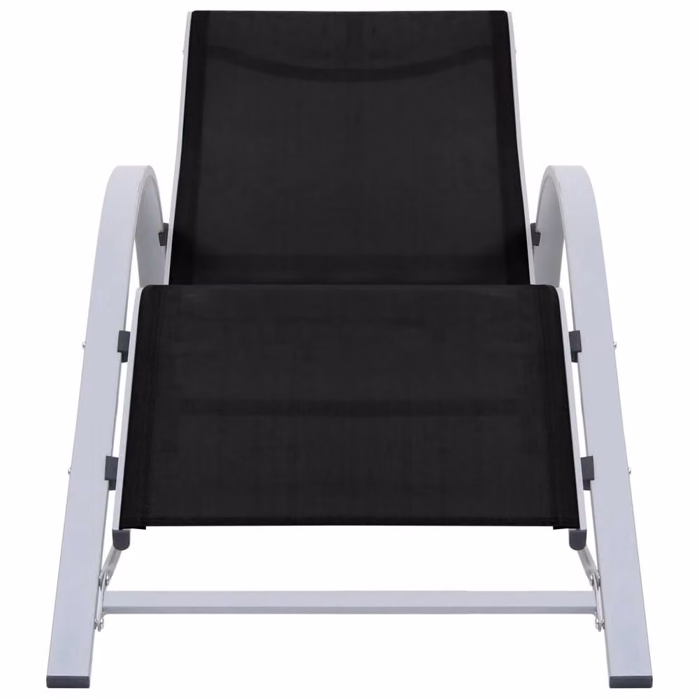 Berkfield Home 2-Piece Sun Lounger Set with Table in Matt Black Powder Coated Aluminium and Textilene Fabric – 3
