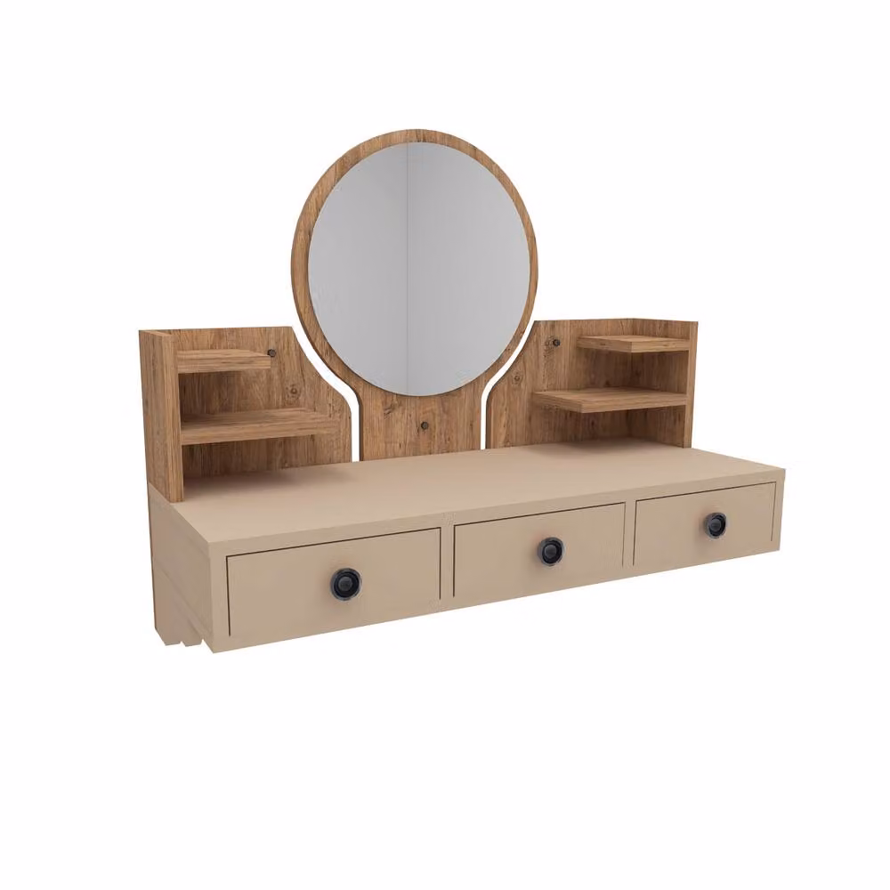 Destina Home Cosmo Makeup Vanity Table with Mirror in Beige, W/D/H: 90 x 35 x 75 cm – 3