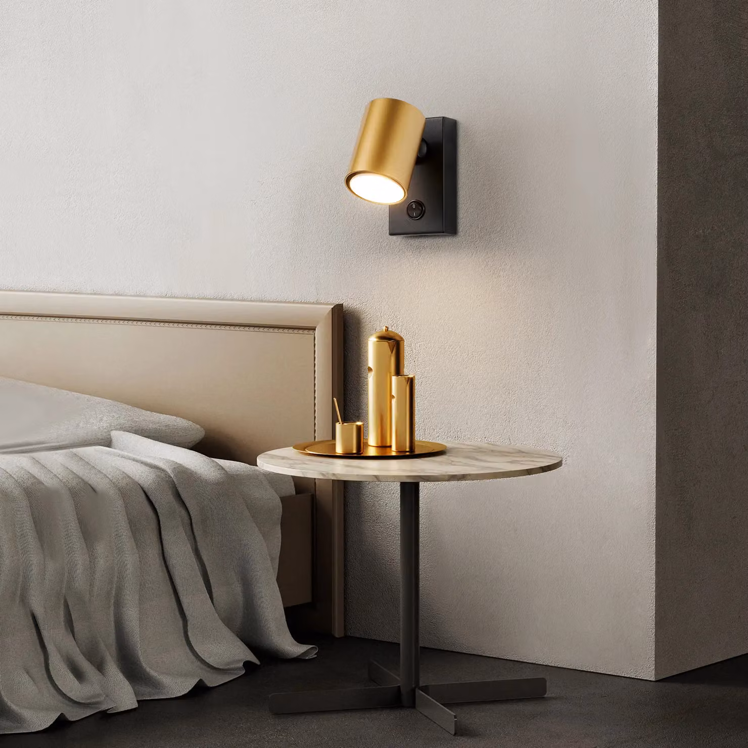 Harper Living Adjustable GU10 Wall Spotlight in Black and Gold/Brass Metal – 2