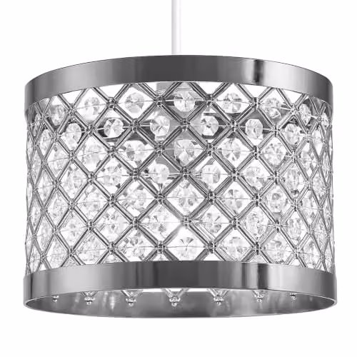 Innoteck Modern Round Acrylic Ceiling Pendant Light Shade in Chrome and Silver