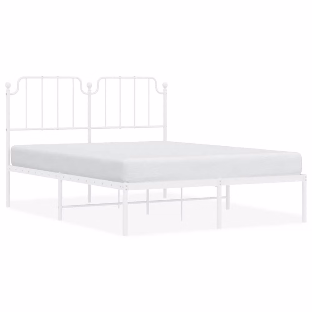 Berkfield Home Metal Bed Frame with Headboard in White, W/D/H: 135 x 190 x 102 cm – 2