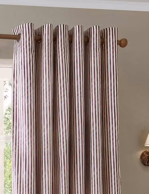 YARD Hebden Striped Blackout Eyelet Curtains, Red Mix, W: 168 cm, H: 229 cm