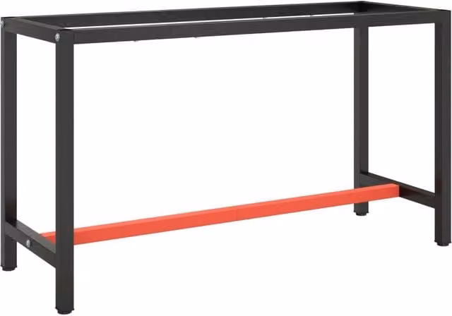 Berkfield Home Metal Work Bench Frame in Matte Black and Matte Red, W/D/H: 140 x 50 x 79 cm