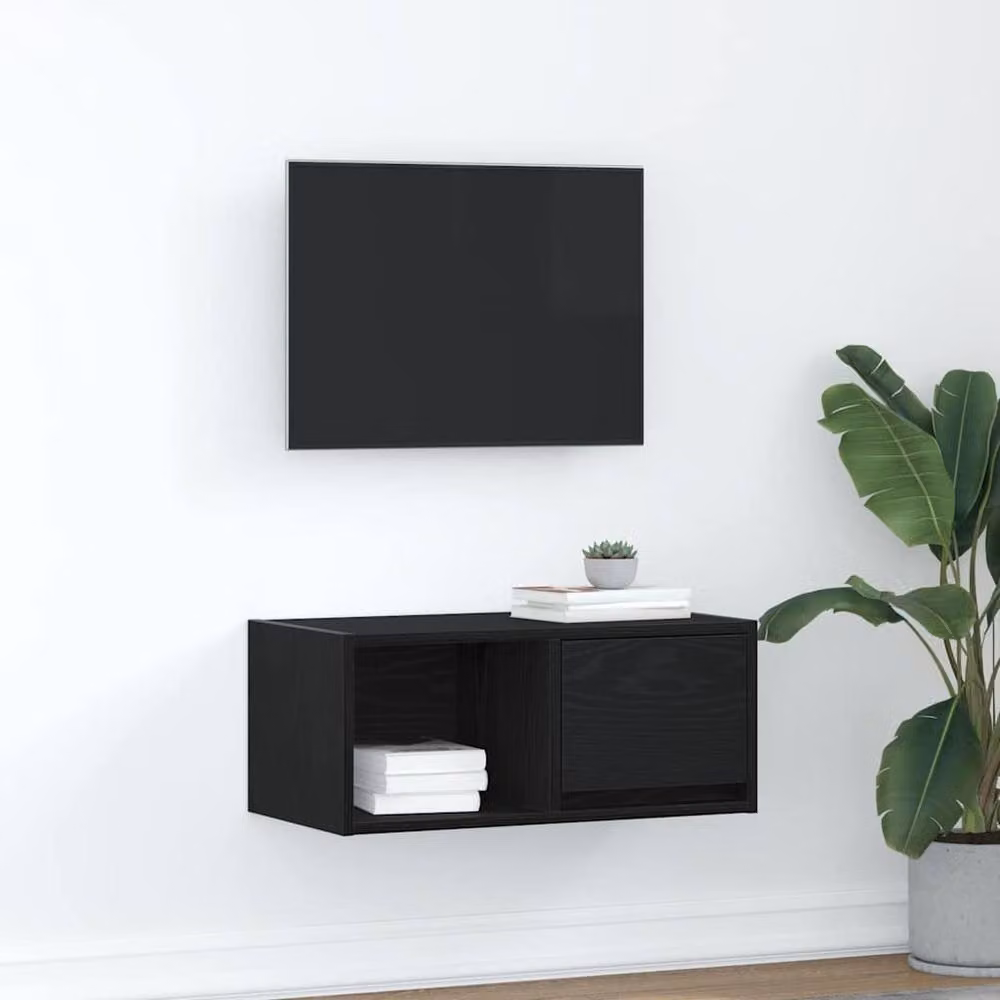 Berkfield Home Modern Black Oak TV Cabinet in Matt MDF, W/D/H: 60 x 25.5 x 25.5 cm – 2