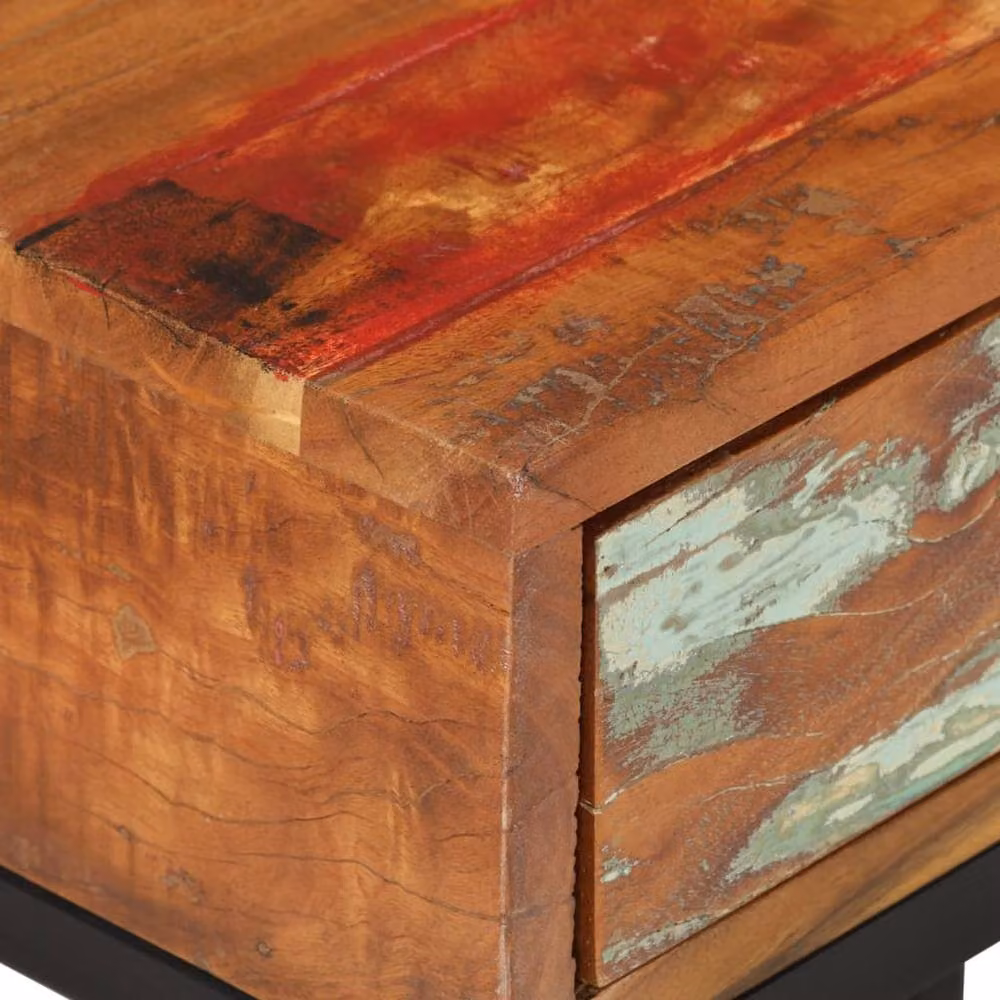 Berkfield Home U-Shaped Side Table in Brown Multicolour Solid Reclaimed Wood, W/D/H: 45 x 30 x 61 cm – 4
