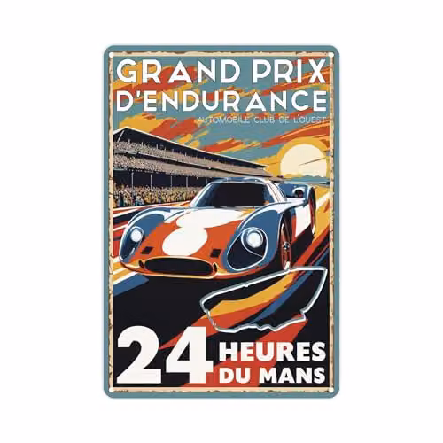 Purely Home Retro Petrol Multicolour Metal Wall Sign, W: 28.3 cm x H: 19.7 cm – 1