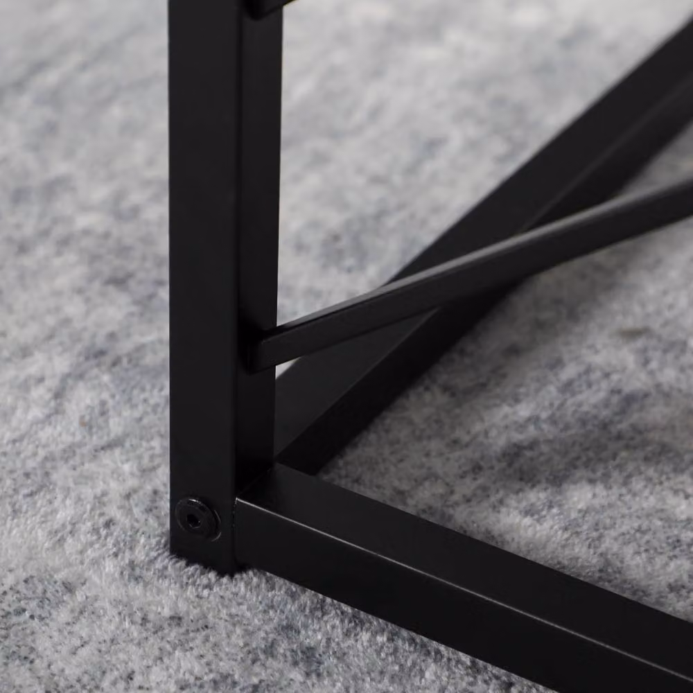 Wyld Haus Safi Set of 3 Grey Square Nesting Side Tables with Black Metal Frame – 9