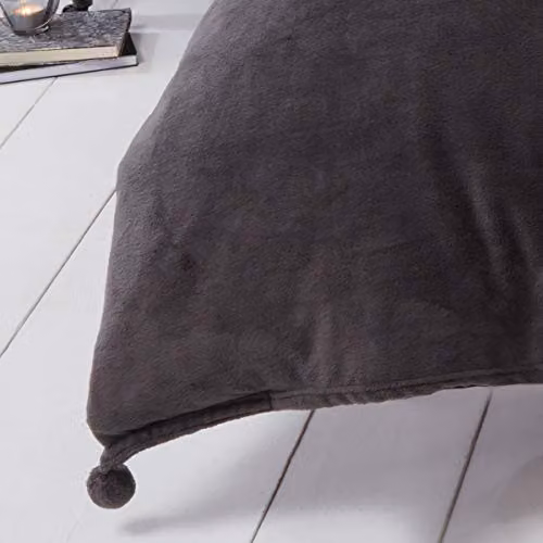 Rapport Home Pom Pom Teddy Fleece Sherpa Duvet Cover and Pillowcase Set in Grey – 5