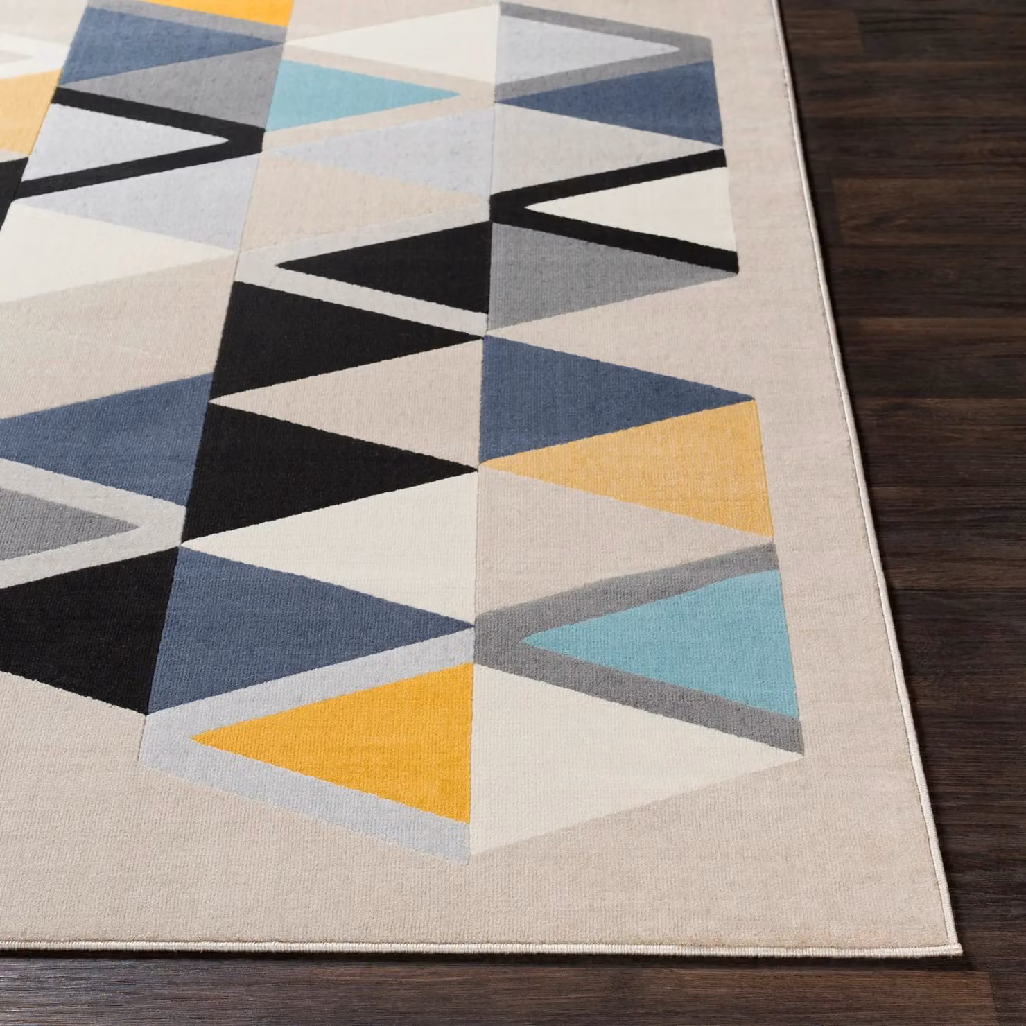Livabliss City Geometric Rug in Yellow, Blue, Grey and Black, W: 80 cm, L: 220 cm – 5