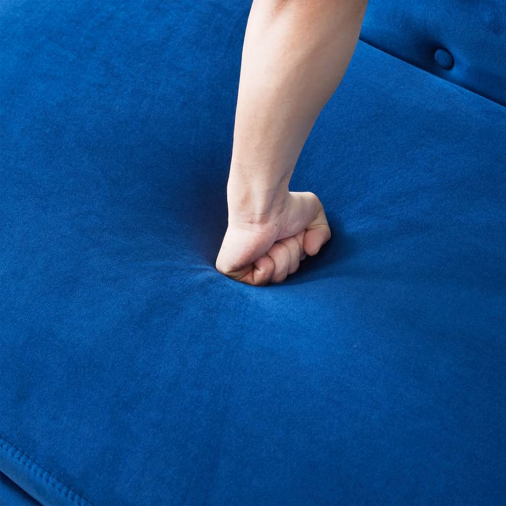 BTM Blue Velvet Chaise Lounge with Storage and Pillow, Right Armrest – 5