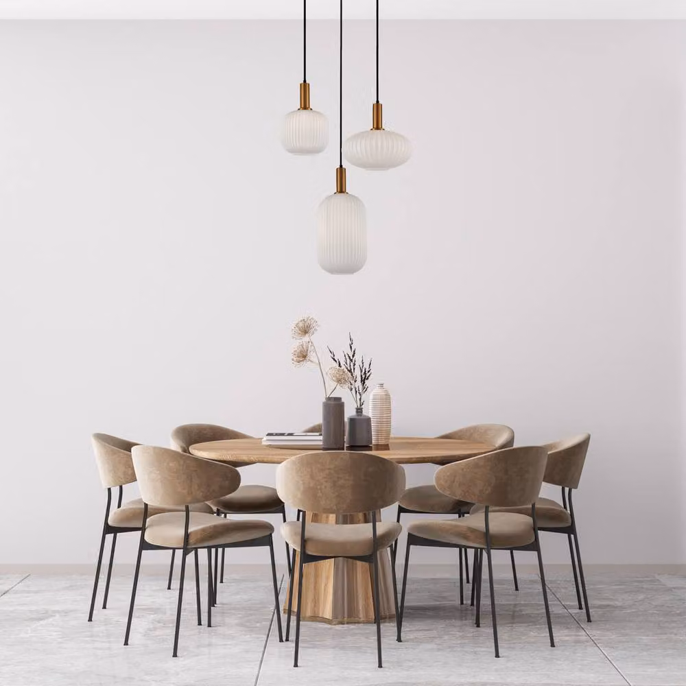 Netlighting Della Cluster Pendant Ceiling Light in Gold/Brass with 3 x E27 Glass Shades – 2