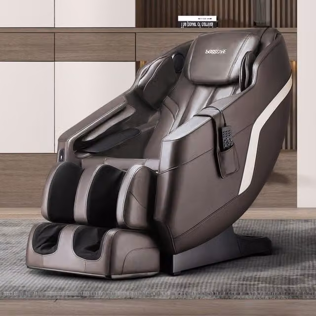 Livingandhome Zero Gravity Full Body Heated Massage Chair with Handheld Controller in Brown