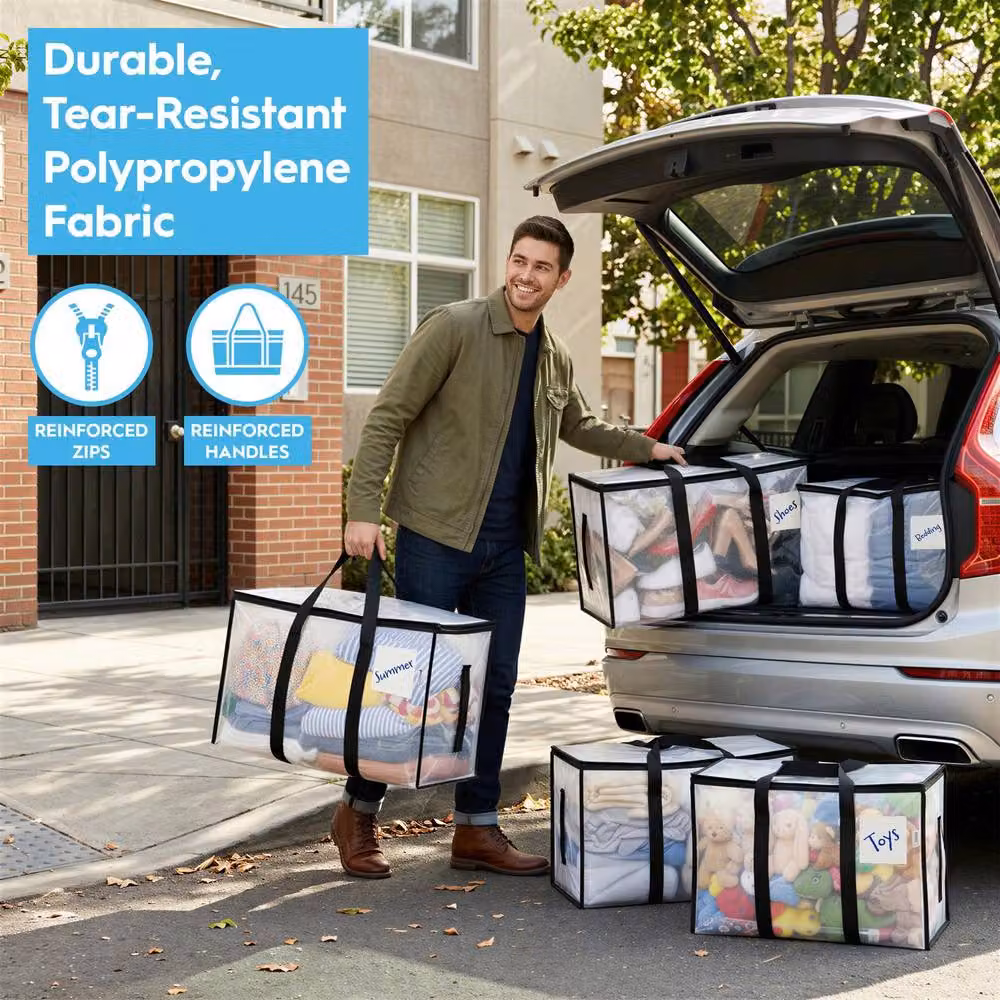 Harbour Housewares Large Heavy Duty Moving Bags, 90L, Pack of 6, Transparent – 3