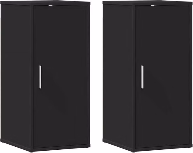 Berkfield Home Set of 2 Modern Black Wall Mounted Shoe Cabinets, W/D/H: 32 x 35 x 70 cm
