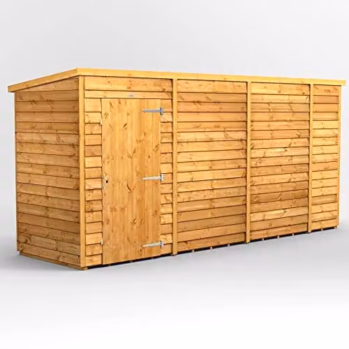 Powersheds Premium Pent Overlap Wooden Shed in Brown, 10 mm Extra Thick Timber, Windowless