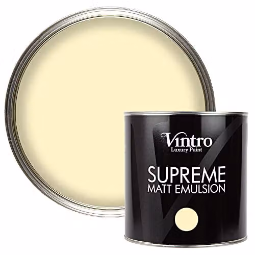 Vintro Luxury Matt Emulsion Multi Surface Paint in Pale Yellow Isabella, 2.5L – 1
