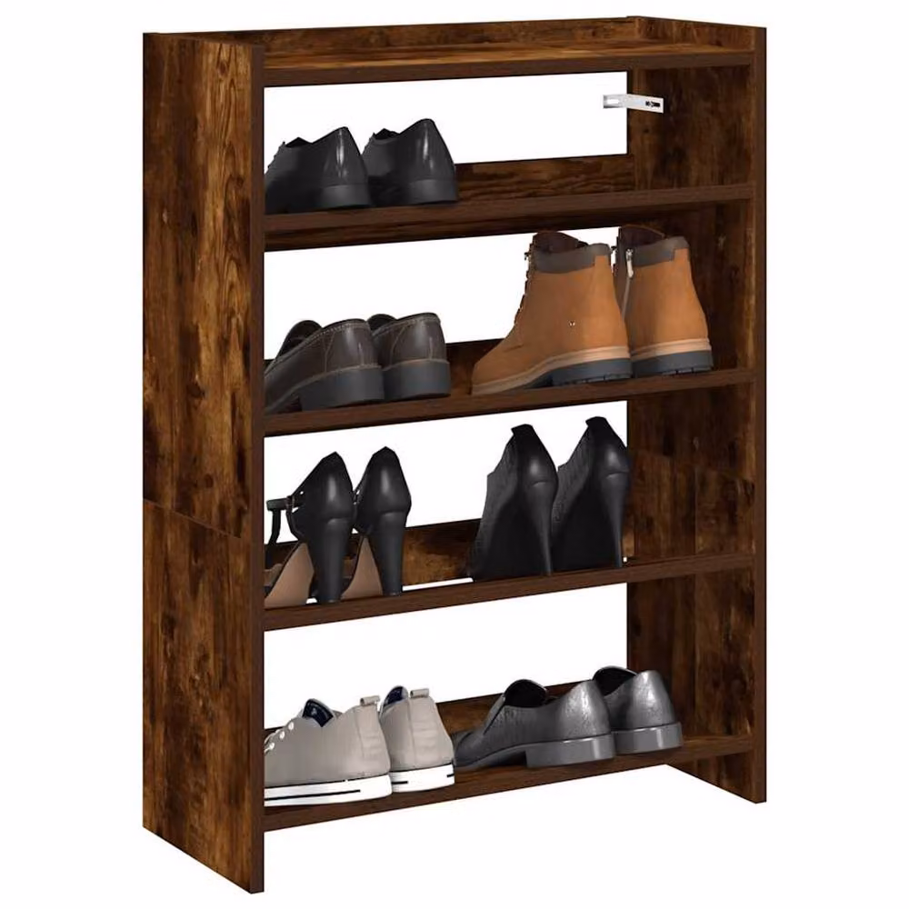 Berkfield Home Shoe Rack in Smoked Oak Brown, W/D/H: 60 x 25 x 81 cm – 2