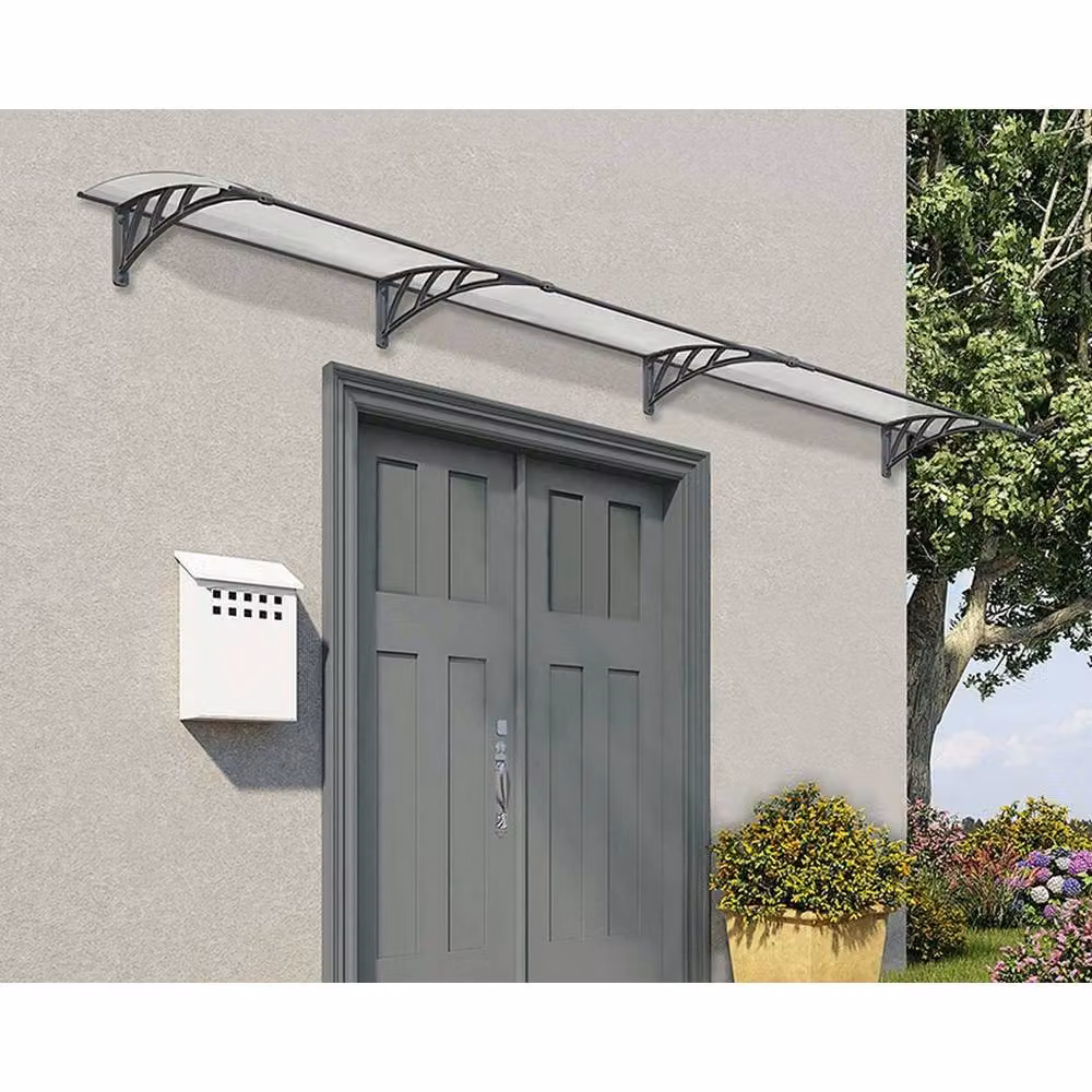 Palram Neo Door Awning Canopy with Twinwall Polycarbonate, Grey, Length: 409.5 cm – 2