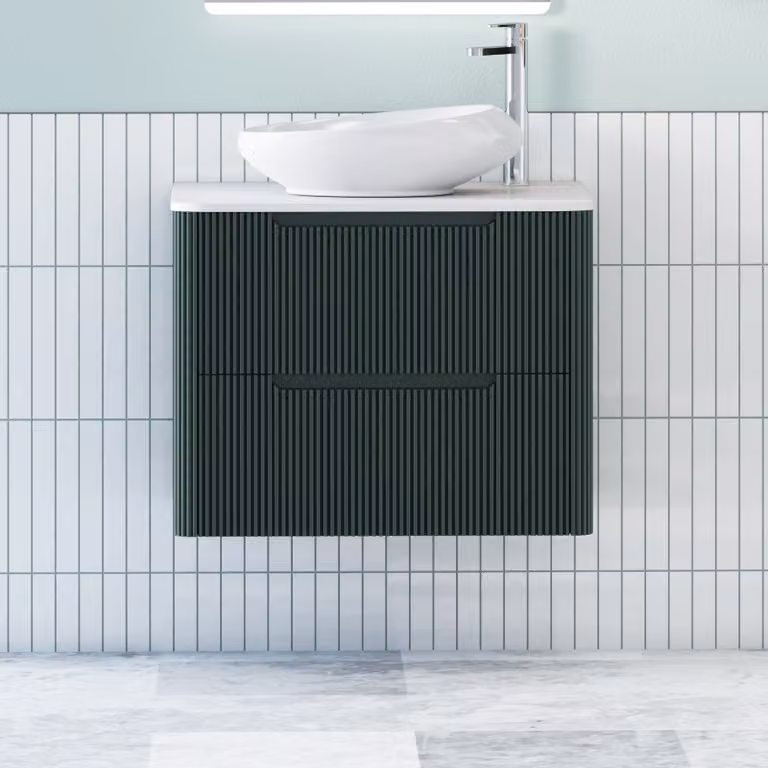 Royal Bathrooms Avenza Wall Hung Vanity Unit with Nova Basin, Moss Green and White, Depth: 60 cm