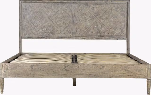Perch & Parrow Juno King Bed Frame in Beige Solid Wood, W/D/H: 180 x 200 cm