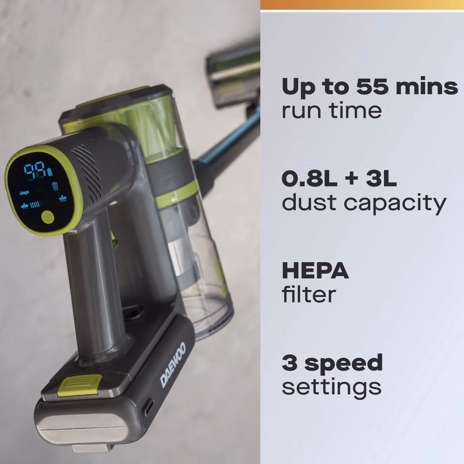 Daewoo Cyclone Auto Cordless Vacuum Cleaner with Self Emptying Dock in Grey – 2