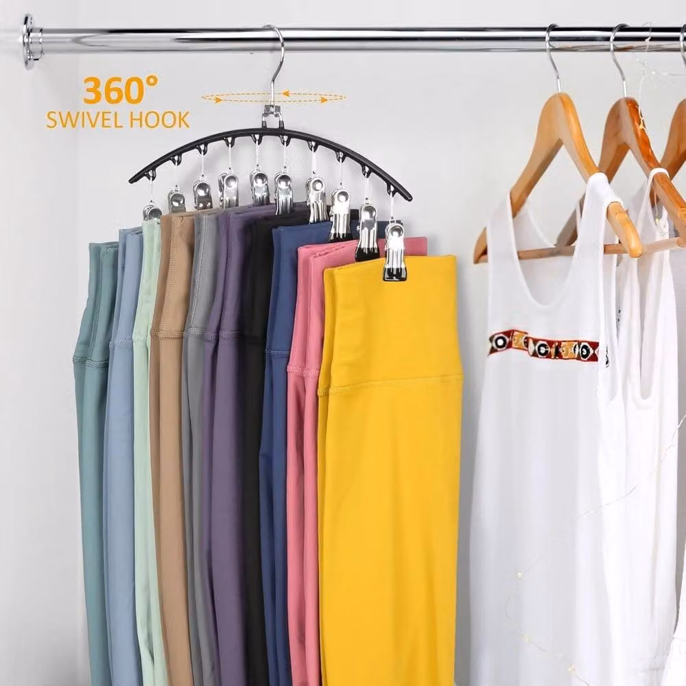 NESTLUNE 4-Piece Metal Yoga Pants Hanger with Clips in Black, W: 100 cm, D: 15 cm – 3