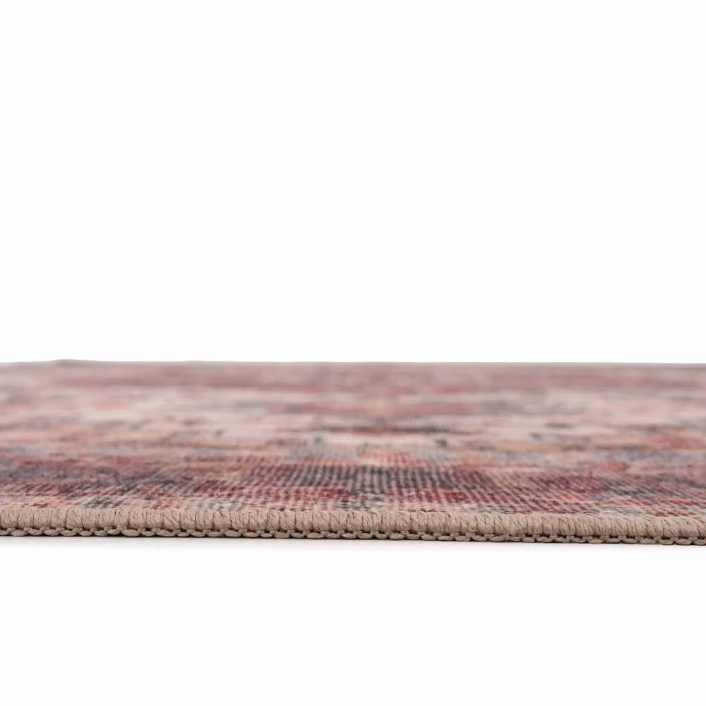 Kukoon Plum Distressed Vintage Living Room Area Rug in Red, W: 80 cm, L: 300 cm – 7
