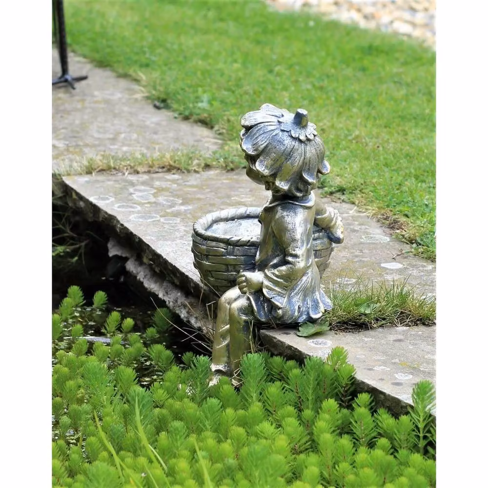 SPETLEK Boy Cherub Garden Ornament in Grey – 2