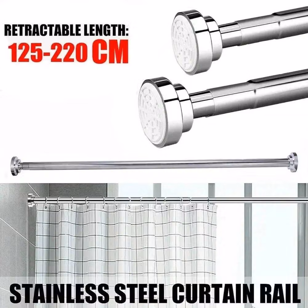SPETLEK 4-Pack Heavy Duty Telescopic Shower Curtain Rail in Silver – 2