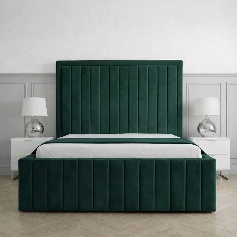 Living Comfort Bedz Sovereign Plush Velvet Upholstered Bed with Slatted Base and 48 Inch Headboard in Green, Super King – 2