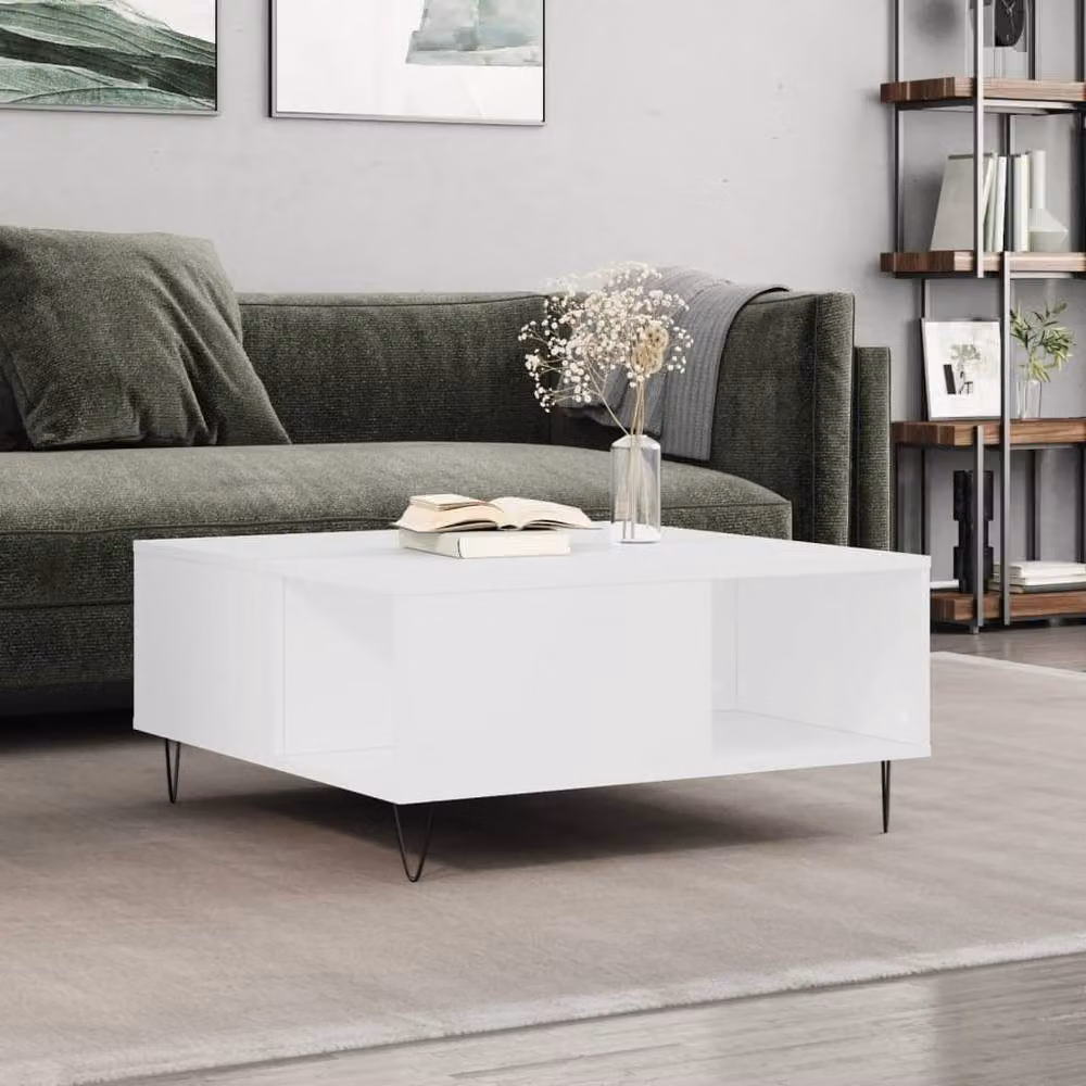 Berkfield Home Modern Square Coffee Table in White, W/D/H: 80 x 80 x 36.5 cm – 2
