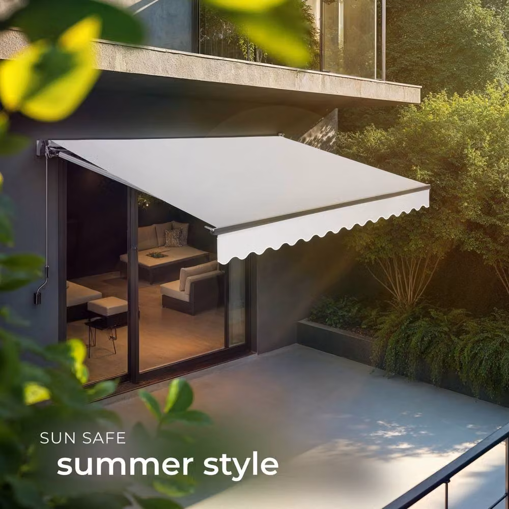 tectake Ornella Retractable Wall-Mounted Awning in Grey, W: 300 cm, D: 250 cm – 5