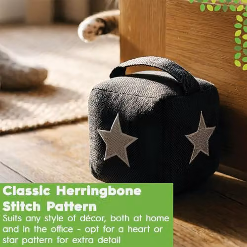 Nicola Spring Grey Herringbone Fabric Weighted Door Stop – 4