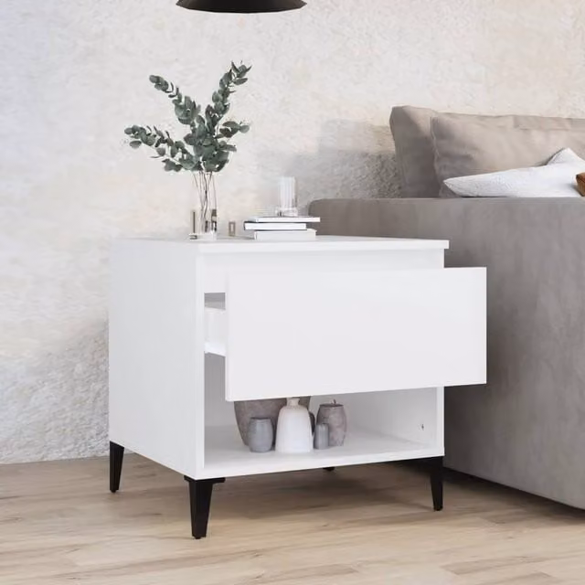 Berkfield Home Modern White Square Side Table W/D/H: 50 x 46 x 50 cm