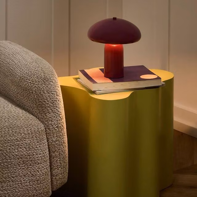 Wyld and Coco Red Mushroom Table Lamp with Metal Base