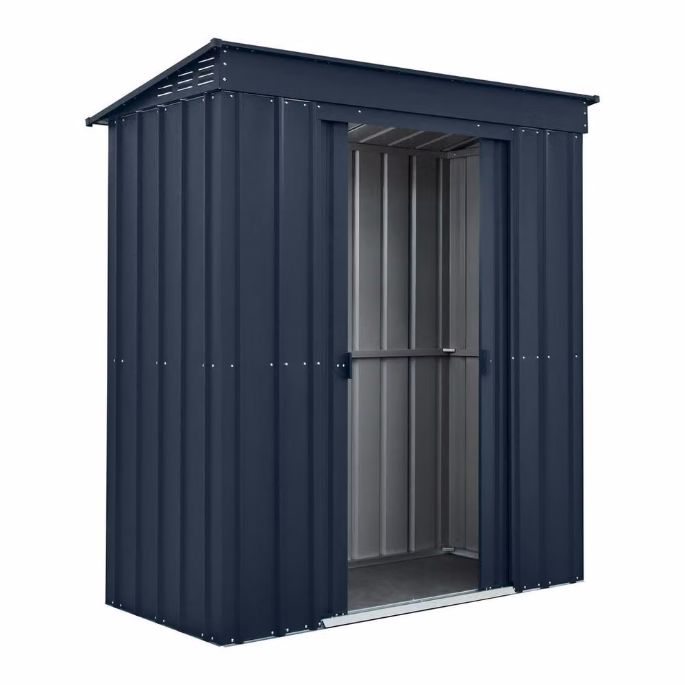 Mercia Globel Pent Steel Garden Shed in Grey with Double Doors and Side Vent, W: 182.88 cm, D: 91.44 cm, H: 167 cm – 2