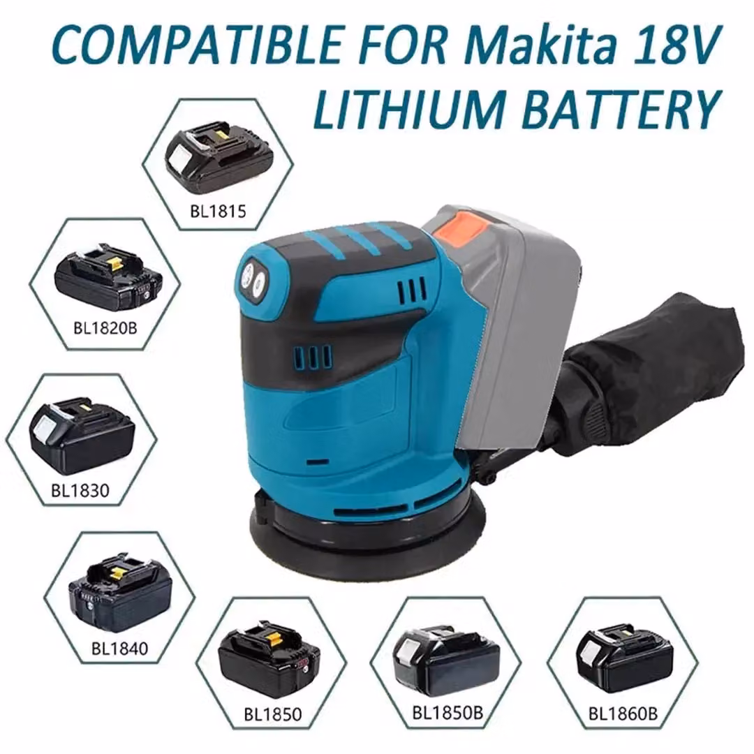 VOGREX 18V Cordless Orbital Sander with Dust Bag and Discs, Blue – 3