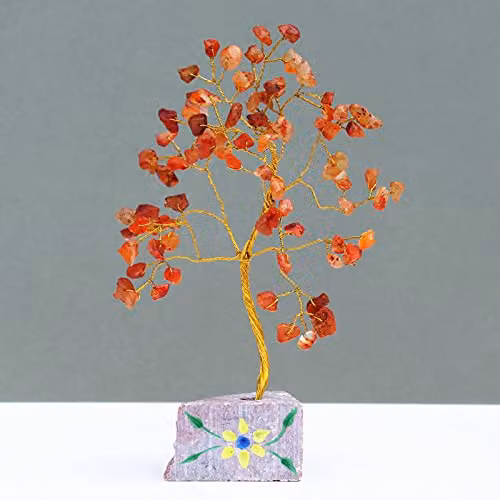 KDMD Red and Orange Carnelian Gemstone Tree with 80 Stones – 1