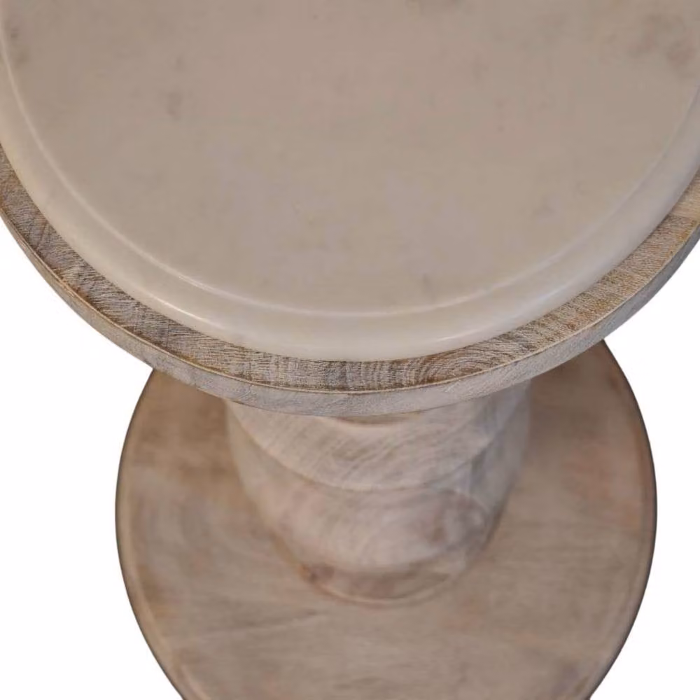 STILVORA Round Mango Wood Accent Table in Beige – 3