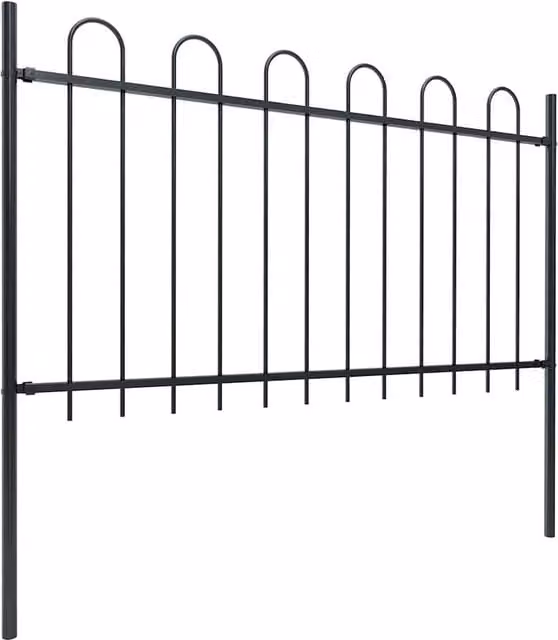 Berkfield Home Garden Hoop Top Steel Fence, Black, W: 8.5 m, H: 1 m