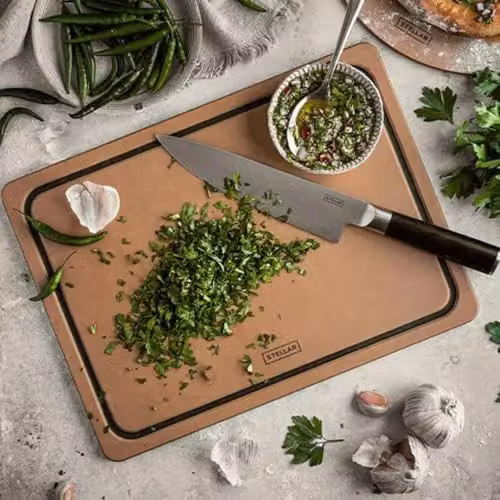 Stellar Form Rectangular Chopping Board in Brown, Made from Sustainable Compressed Paper, W/D/H: 36 x 28 x 1 cm, with Drip Channel and Dishwasher Safe – 2