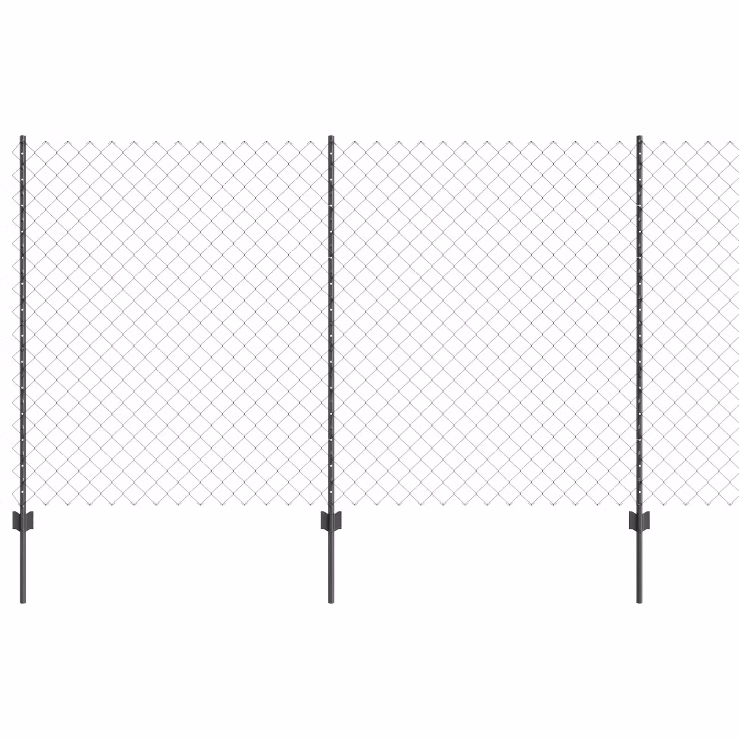 Berkfield Home Grey Galvanised Steel Chain Link Fence with 20 U-Profile Posts, W: 10 m, H: 1.4 m – 2