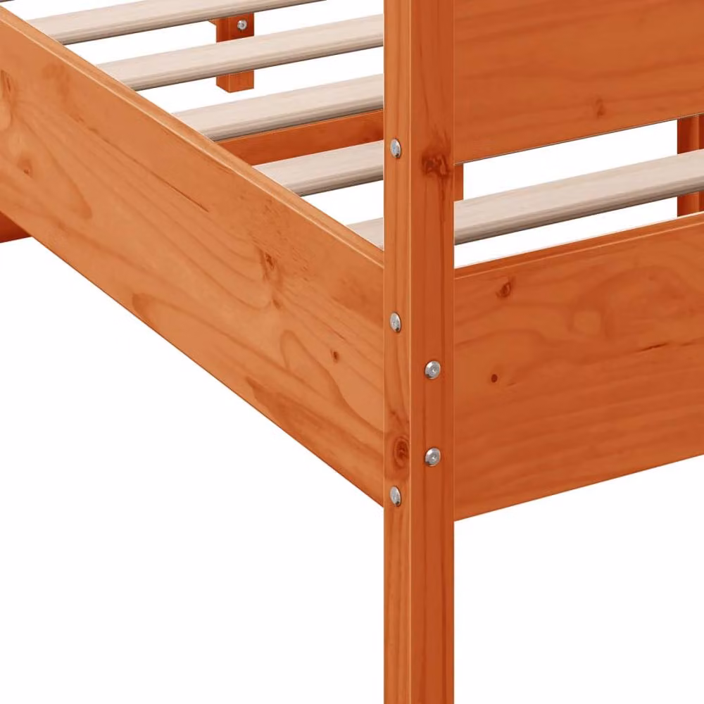 Berkfield Home Beautiful Solid Wood Pine Bed Frame in Waxed Brown, W/D/H: 120 x 200 x 81 cm – 4