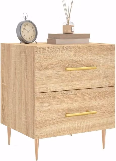 Berkfield Home Modern Bedside Cabinet in Sonoma Oak, Tan, W: 40 cm, D: 35 cm, H: 47.5 cm