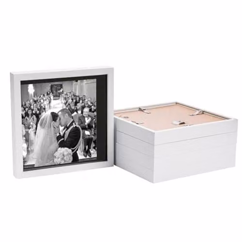 Nicola Spring Pack of 5 Modern Square 3D Shadow Box Photo Frames in Black and White with Glass and Plastic Details