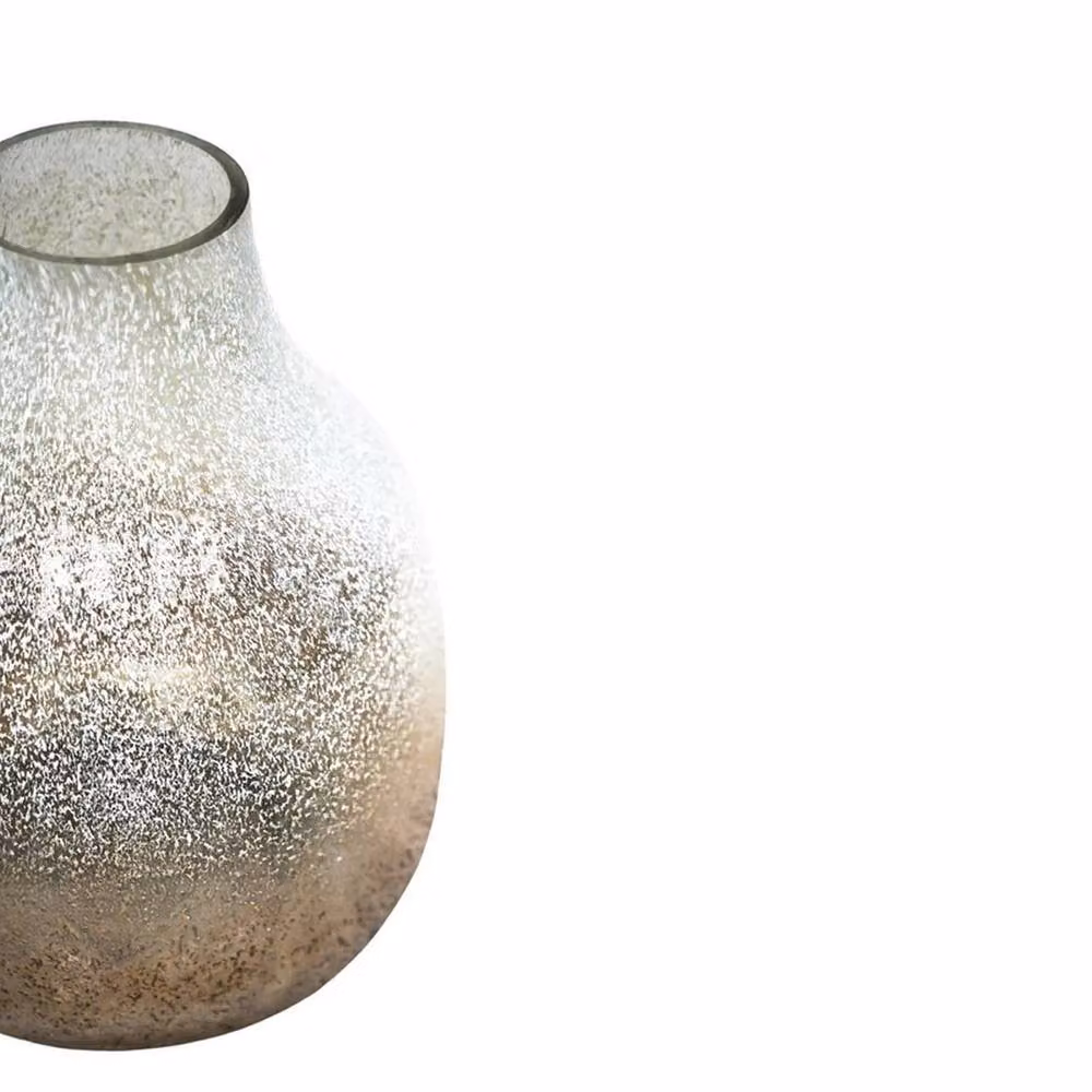 Lemon Pavilion Furniture and Decor Verre Round Frosted Glass Vase in Gold, W: 21 cm, D: 21 cm, H: 25 cm – 2