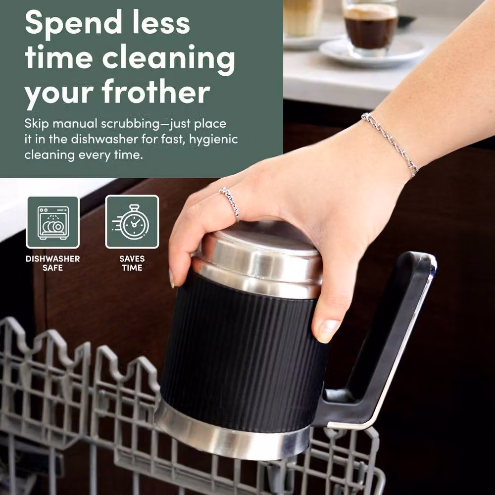Keplin 5-in-1 Electric Automatic Milk Frother with Stainless Steel Jug, 350ml, Black – 6